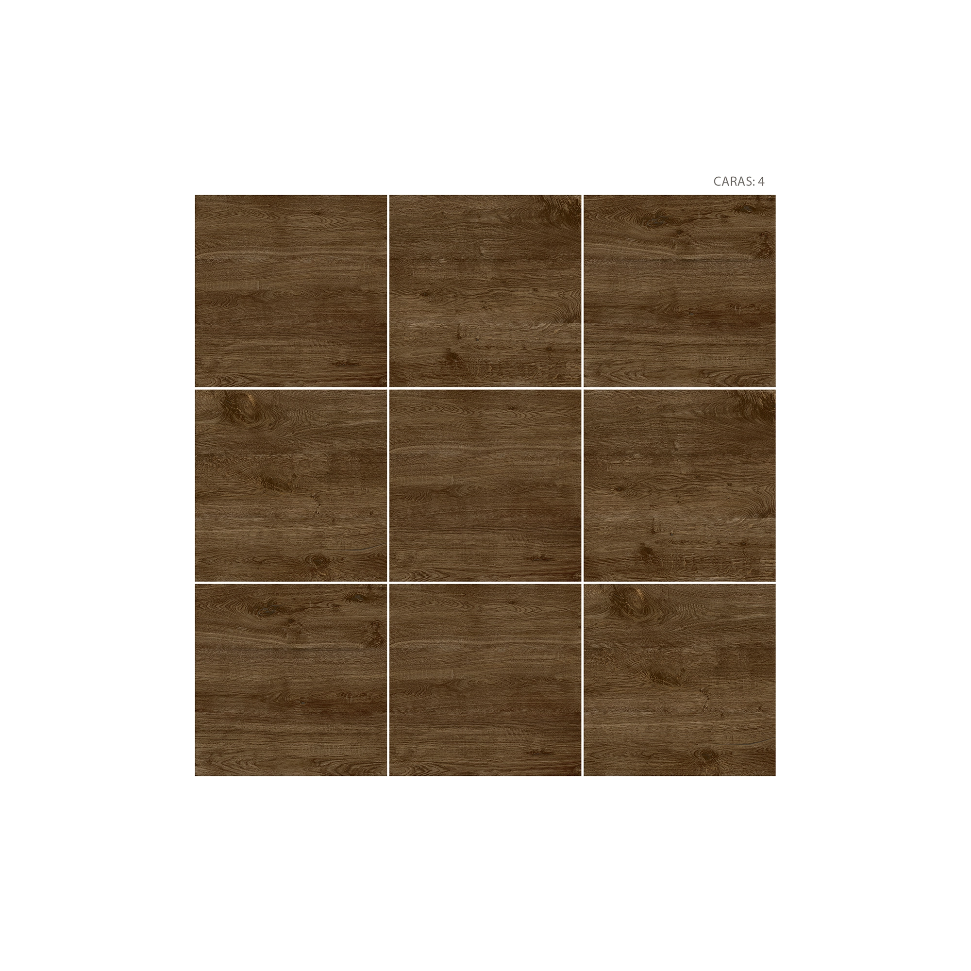 CERÁMICA MADERA NORVEN BRUNETTE PANEL Cerámica Madera Norven Brunette de color marrón y estilo madera y acabado cristalino puesto en un panel de 9 piezas