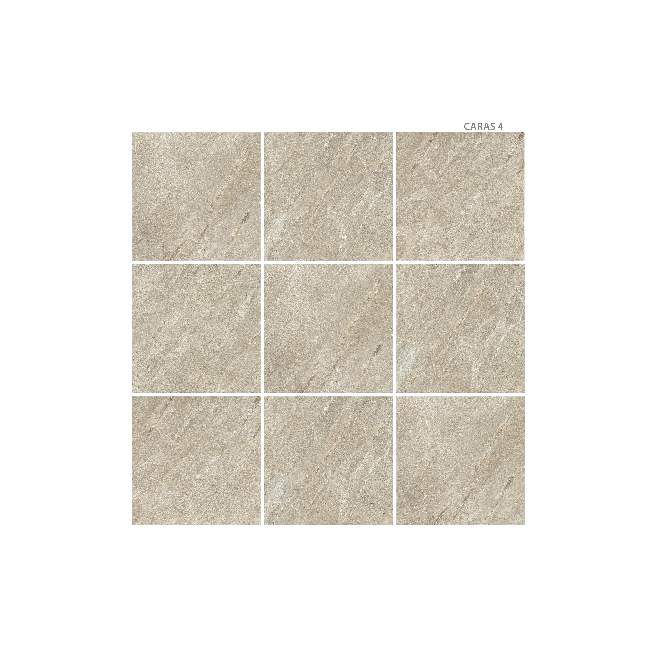 Cerámica Piedra Braken Duna de color beige con estilo compacto puesto en un panel de 9 piezas