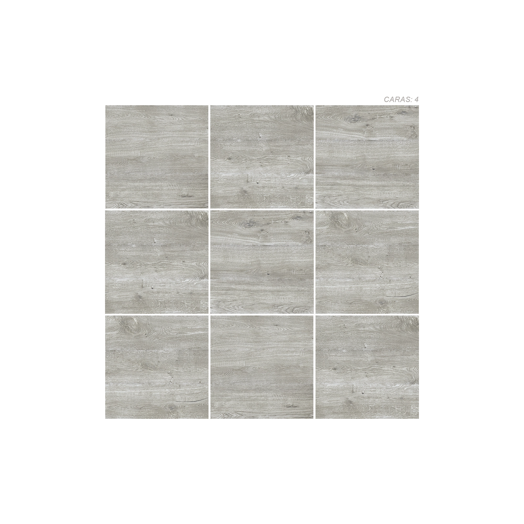 CERÁMICA MADERA NORVEN GREY PANEL Cerámica Madera Norven Grey de color gris, estilo madera y acabado cristalino puesto en un panel de 9 piezas
