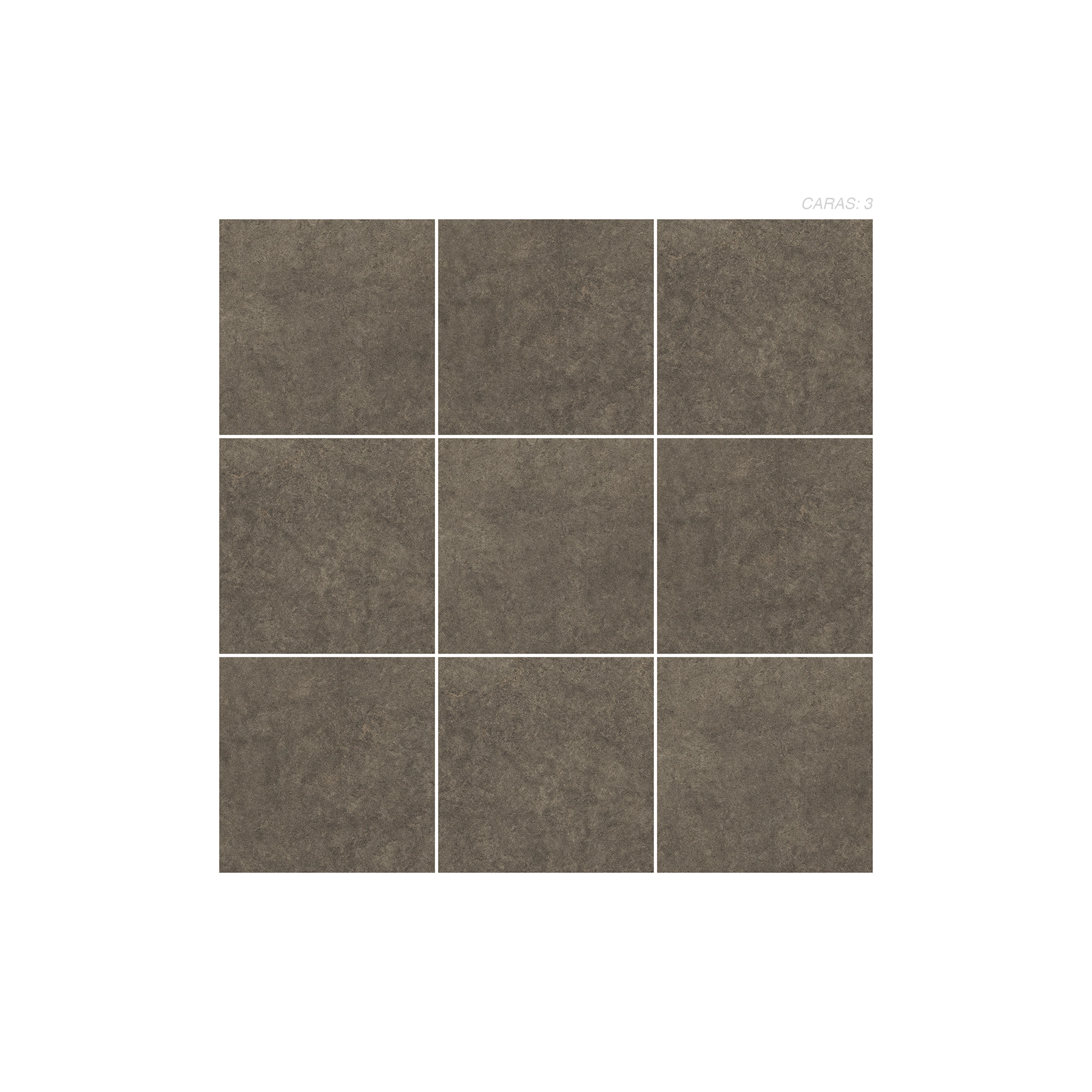 CERÁMICA RÚSTICO SUEDE PANEL Cerámica Rústico Suede de color gris, estilo rústico y acabado satinado texturizado digital puesto en un panel de 9 piezas